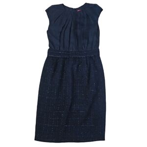 00's CH Carolina Herrera Metallic Black Tweed Dress